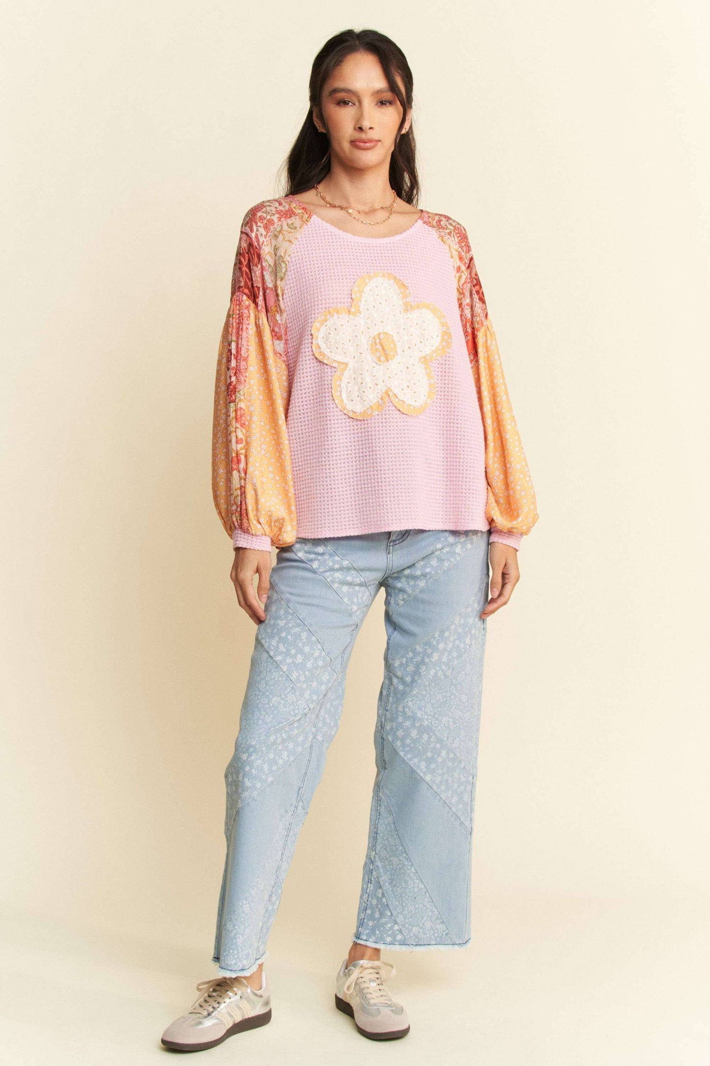 Floral Waffle Knit Top
