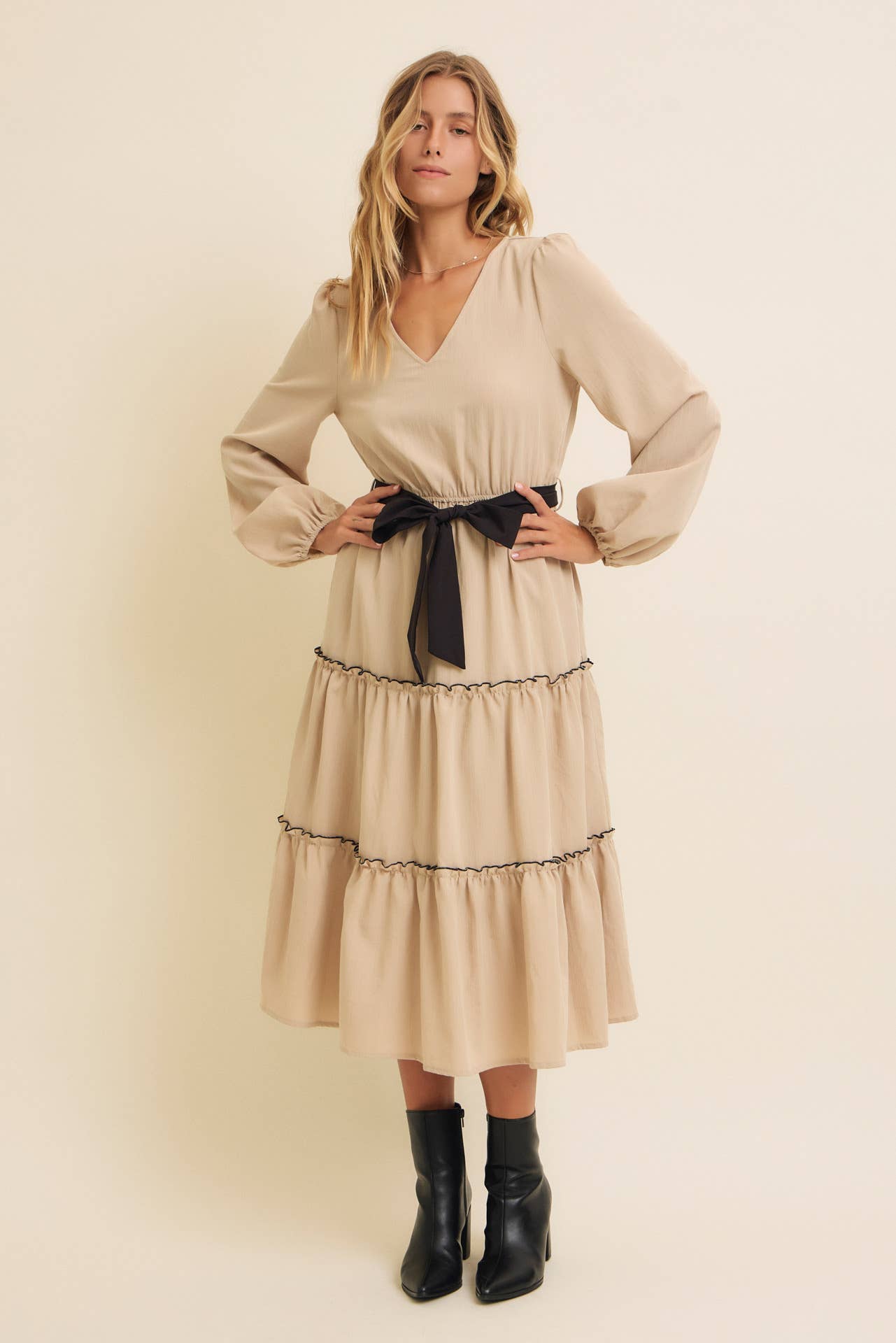 Bows and Beige Dress