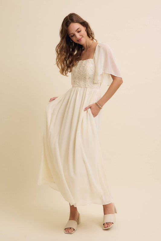 Feminine Flutter Midi Dress