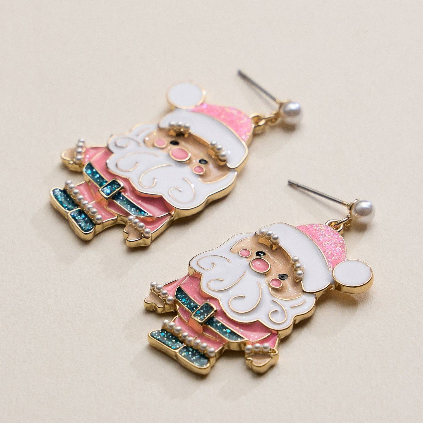 Cutie Pink Santa Earrings