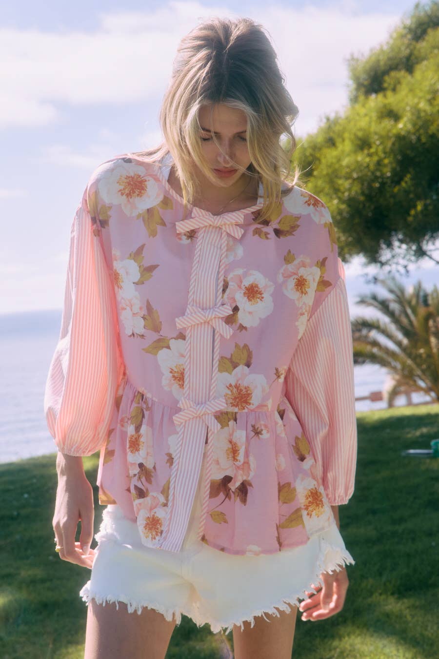 Blush Blossom Blouse Top