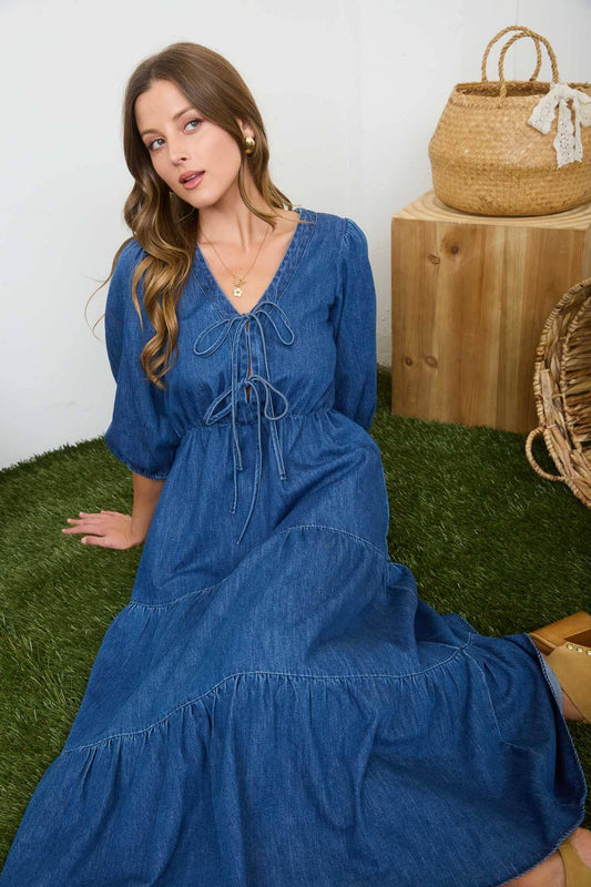 Sweet Denim Maxi Dress
