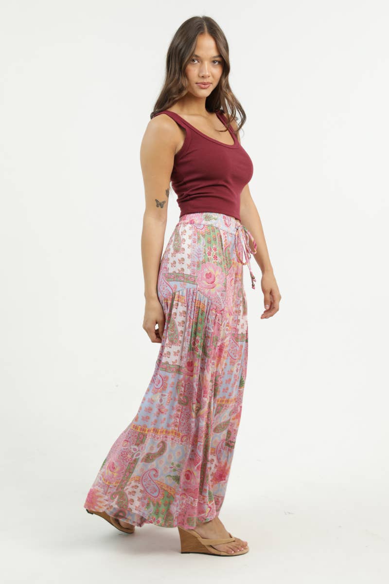 Pretty Pink Paisley Boho Pants