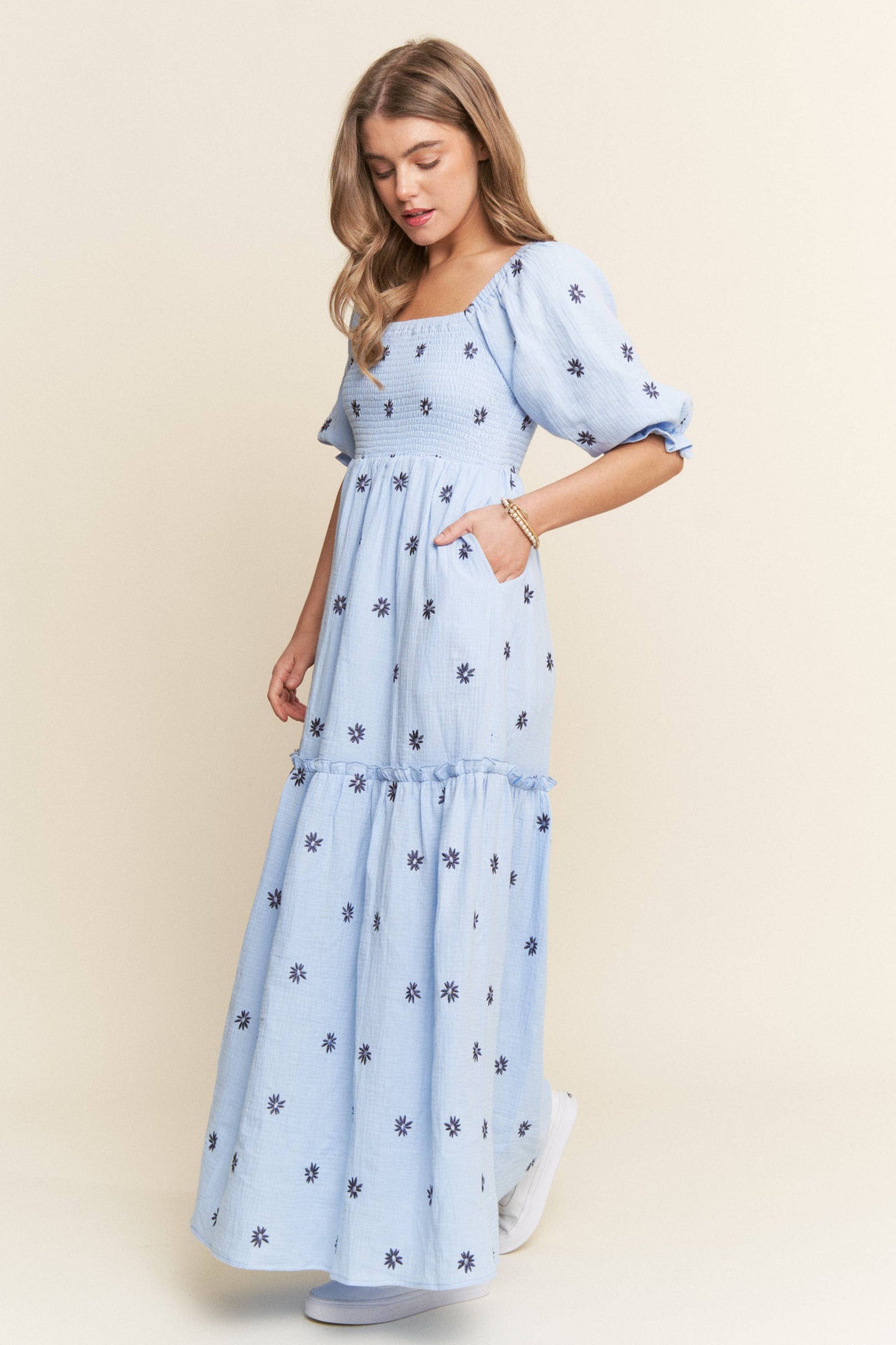 Dainty Daisy Blue Maxi Dress