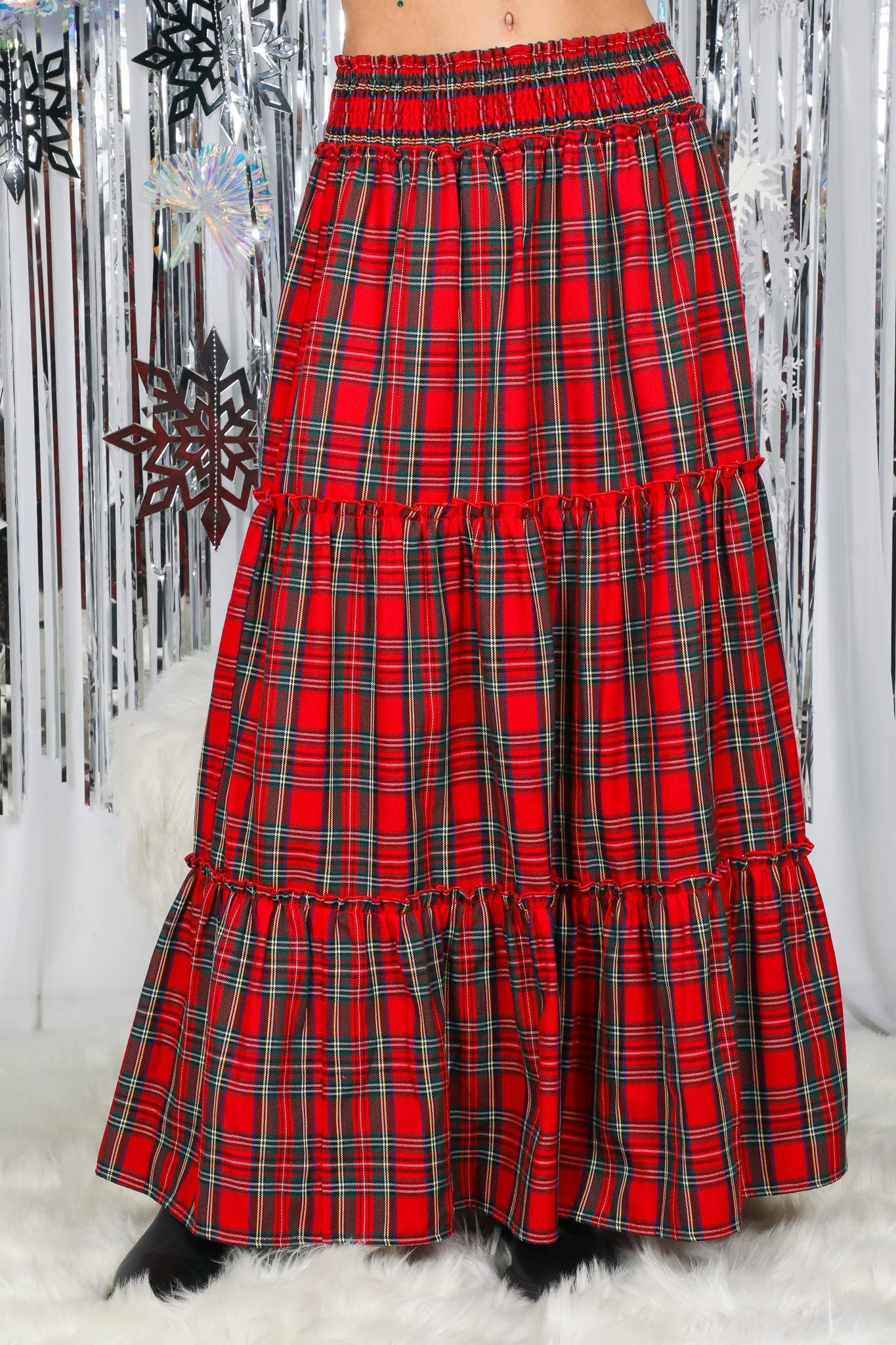 Tartan Tiered Maxi Skirt