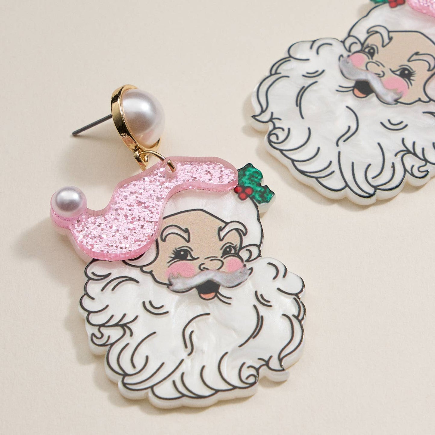 Pretty Pink Santa Pearl Earrings