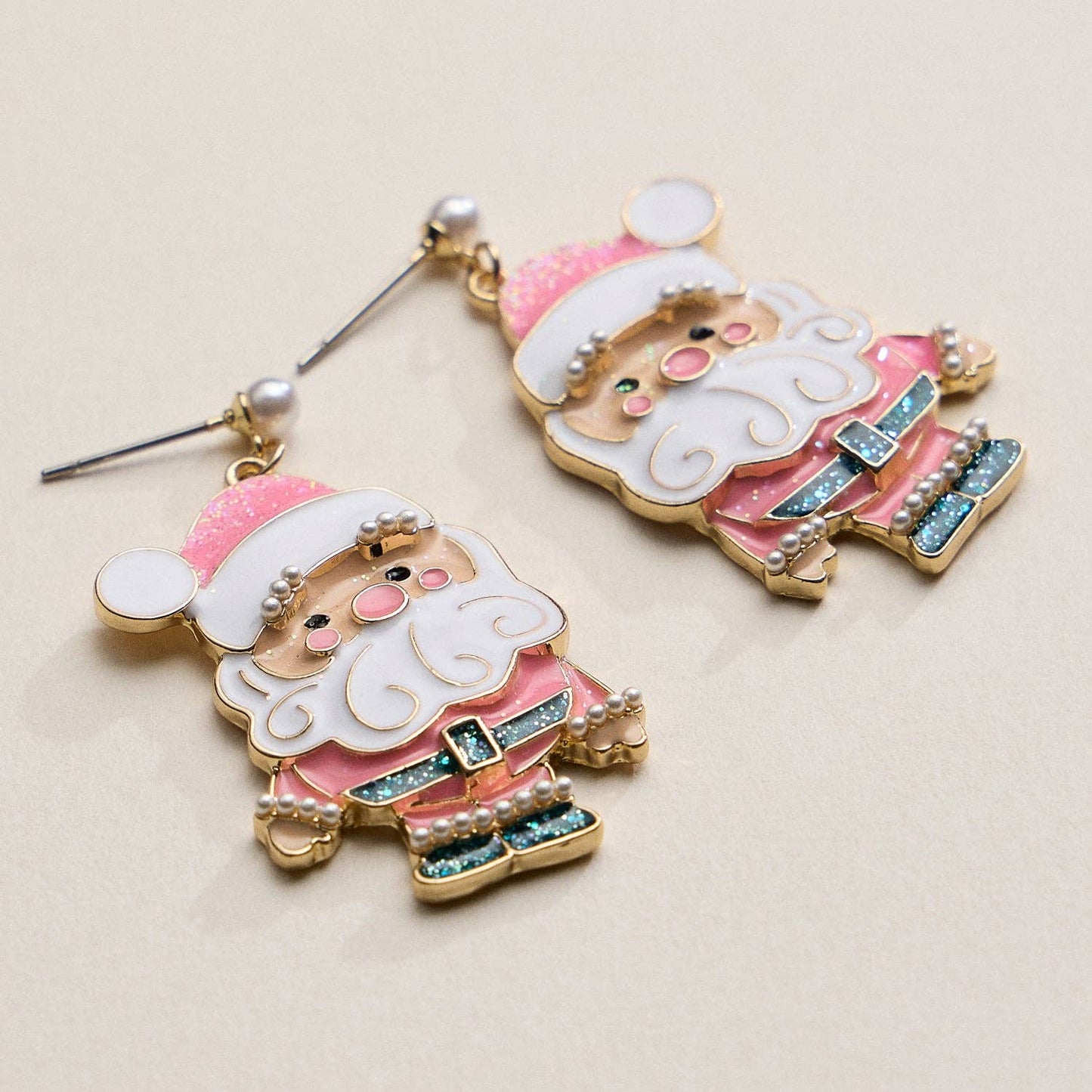 Cutie Pink Santa Earrings