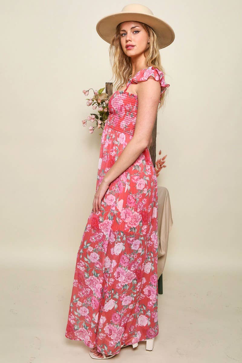 Floral and Ruffled Maxi Dress