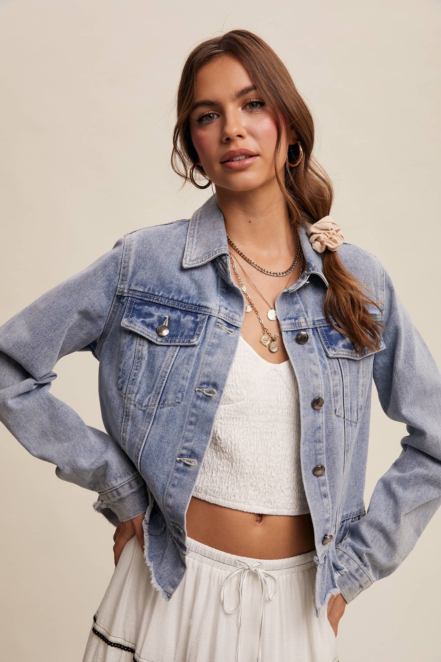 Ruffle My Feathers Denim Jacket