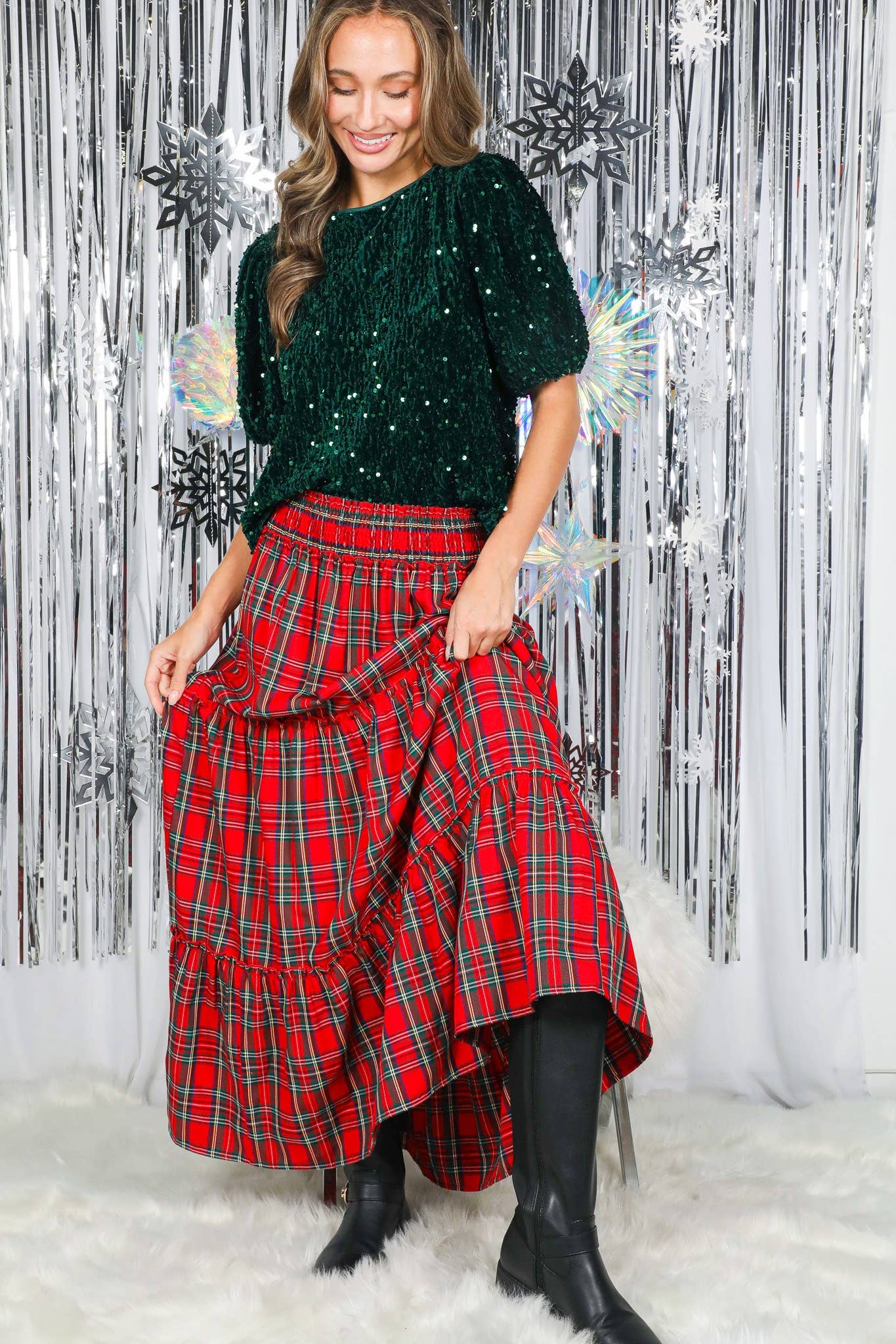 Tartan Tiered Maxi Skirt
