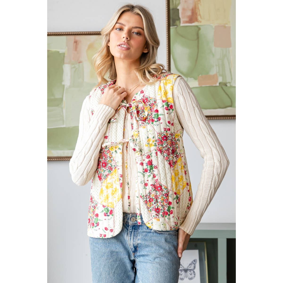 Vintage Floral Quilted Vest