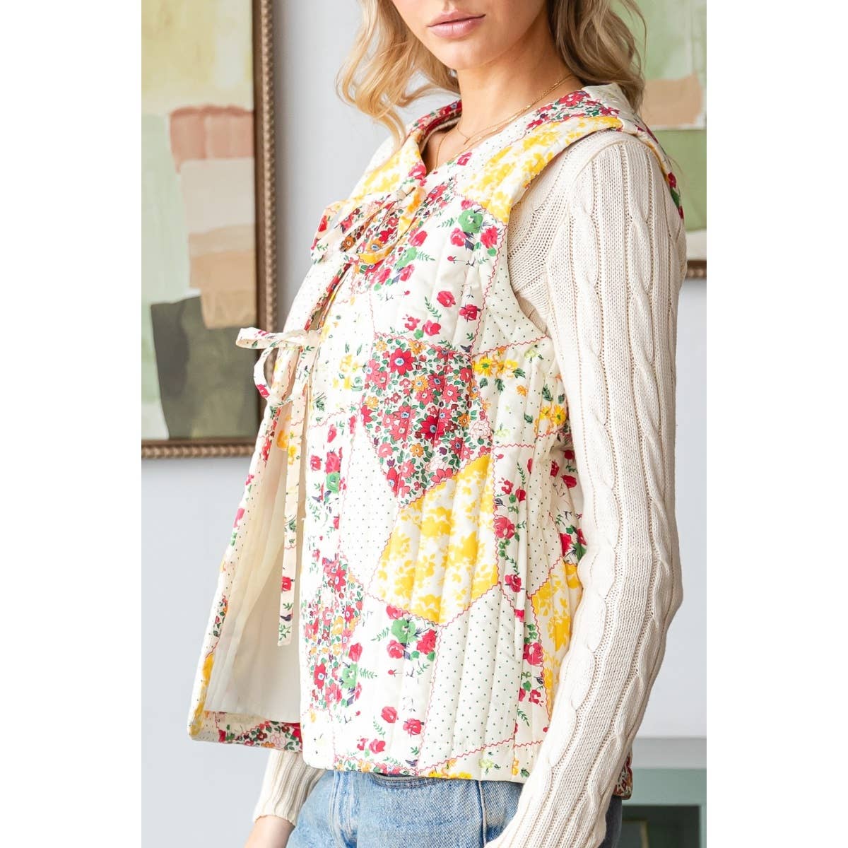Vintage Floral Quilted Vest