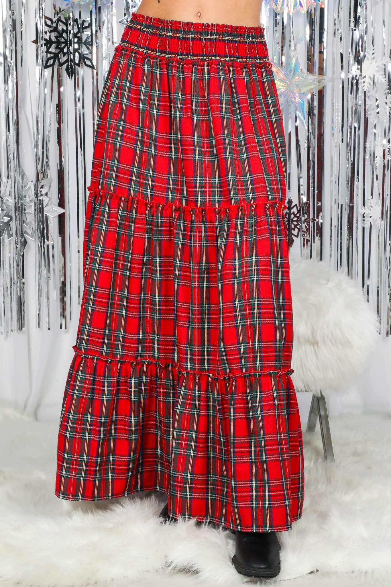 Tartan Tiered Maxi Skirt