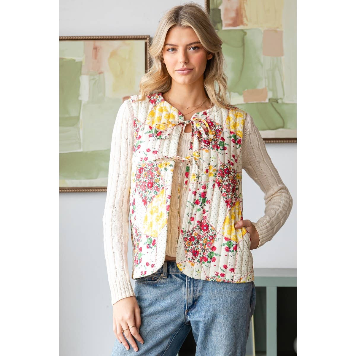 Vintage Floral Quilted Vest
