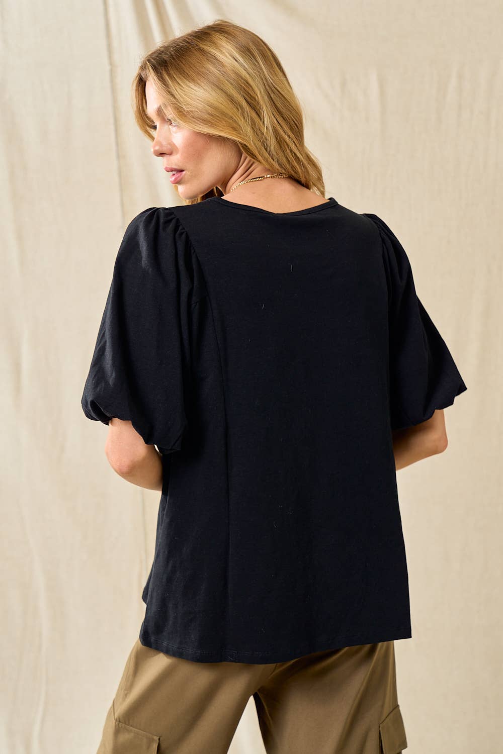 Sweet Black Puff Sleeve Top